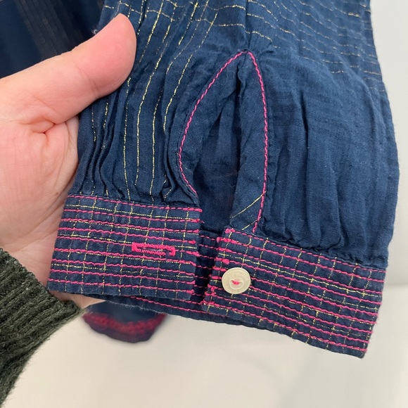 Johnny Was 3 J Workshop Navy Dress Tunic with Pink Embroidery - Picture 7 of 8